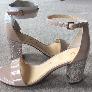 UNISA Bone Patent Block Glitter Heel, sz 8, NEW!!!